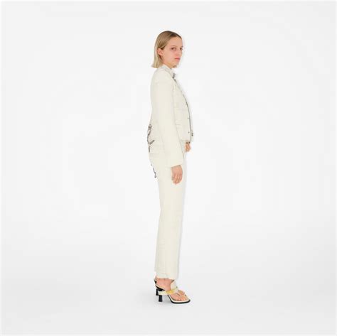 Daisy Silk Blend Tailored Trousers in White .